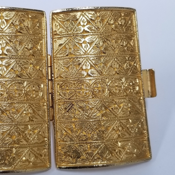 Vintag Super Rare Statement XL Gilt Alhambra Etruscan Pyramid Wide Cuff Bracelet - Picture 9 of 16